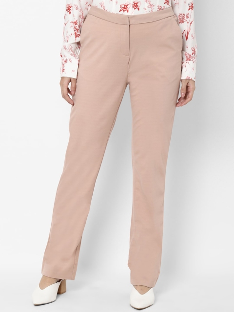 

Allen Solly Woman Women Peach-Coloured Regular Fit Solid Regular Trousers