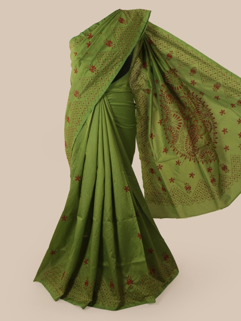 

Pothys Green Art Silk Embellished Tussar Saree