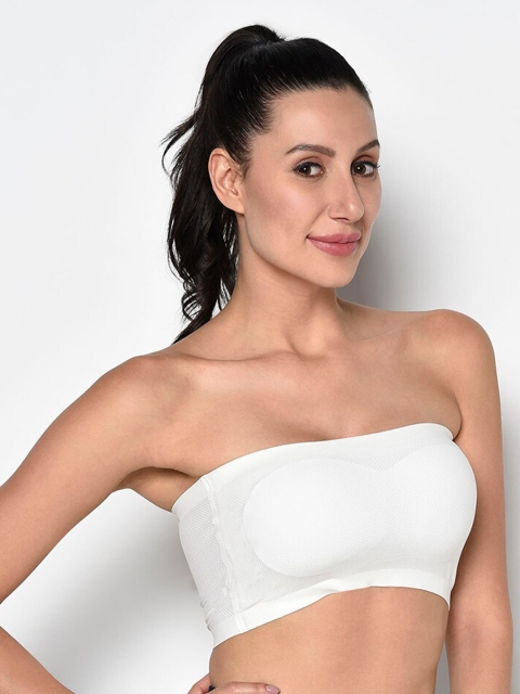 

Da Intimo White Solid Non-Wired Non Padded Bandeau Bra