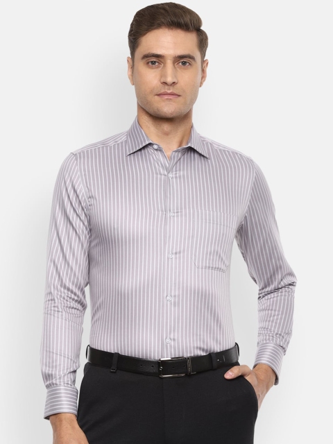 

Louis Philippe Permapress Men Grey Regular Fit Striped Casual Shirt
