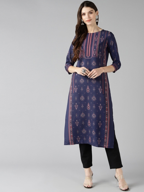 

AHIKA Women Navy Blue Printed Kurta