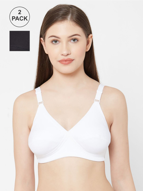 

Juliet Pack Of 2 Black & White Solid Non-Wired Cotton Everyday Bras