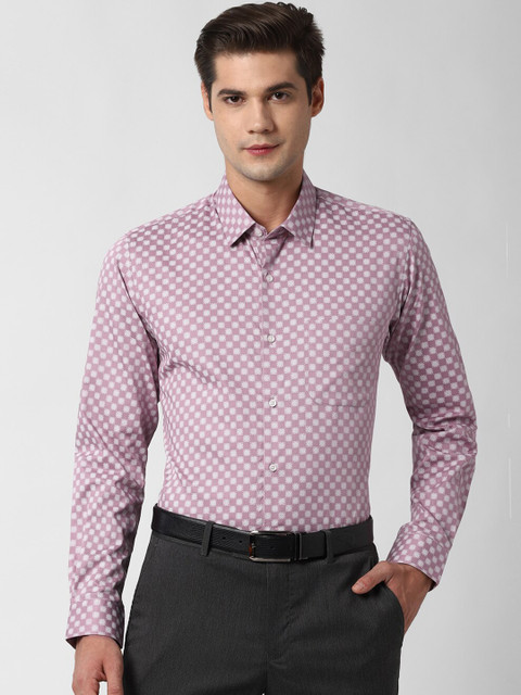 

Peter England Men Mauve & White Slim Fit Checked Formal Shirt