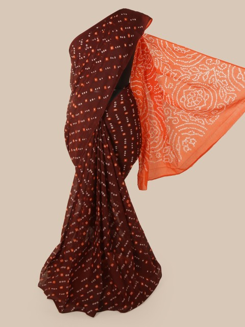 

Pothys Brown & Orange Cotton Blend Printed Saree