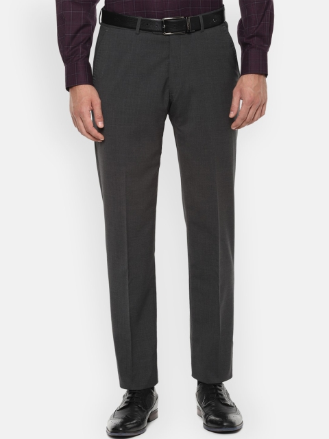 

Luxure by Louis Philippe Men Charcoal Grey Slim Fit Solid Formal Trousers