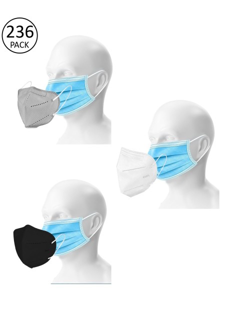 

OOMPH Unisex Pack of 200 Disposable 5 Ply & 36 KN95 N95 Double Masks, Black