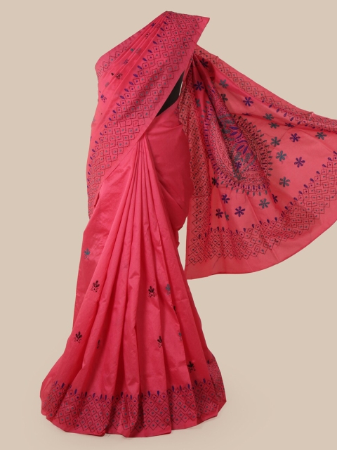 

Pothys Pink Art Silk Printed Tussar Saree