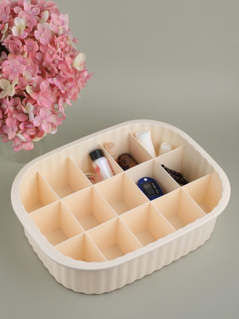 

YOYOSO Set of 2 Self Striped Multi-Utility Storage Box, Beige