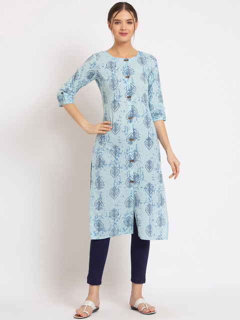 

ALC Creations Women Blue Ethnic Motifs Dyed Straight Kurta