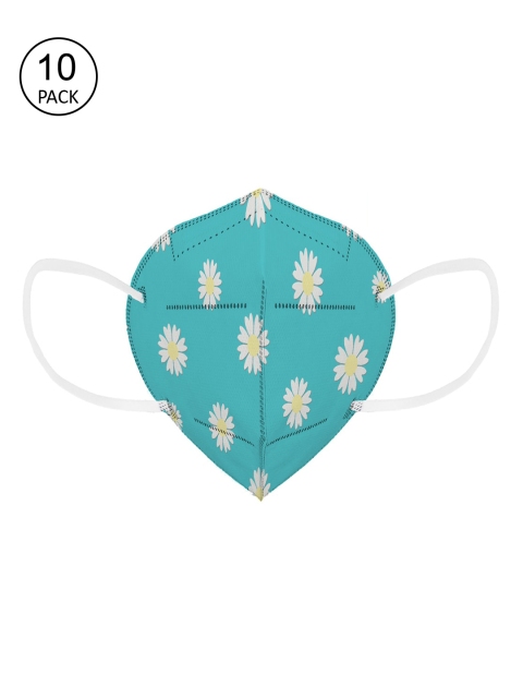 

Status Unisex Pack Of 10 Green & White Printed 4-Ply Reusable N95 Masks