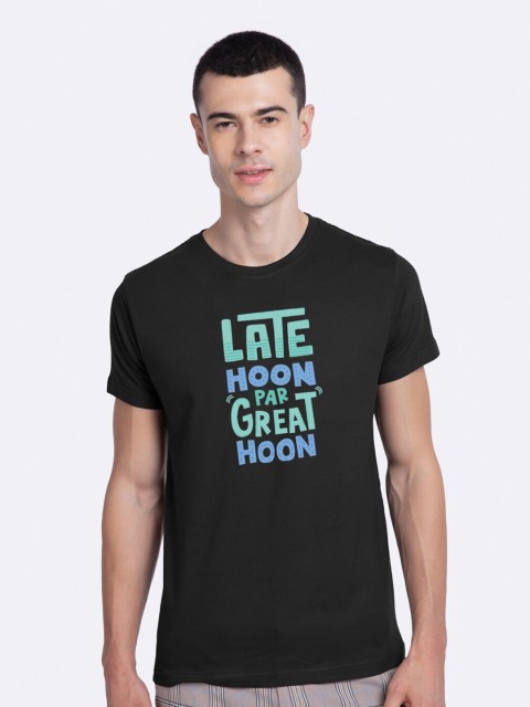 

Bewakoof Men Black Printed Round Neck T-shirt