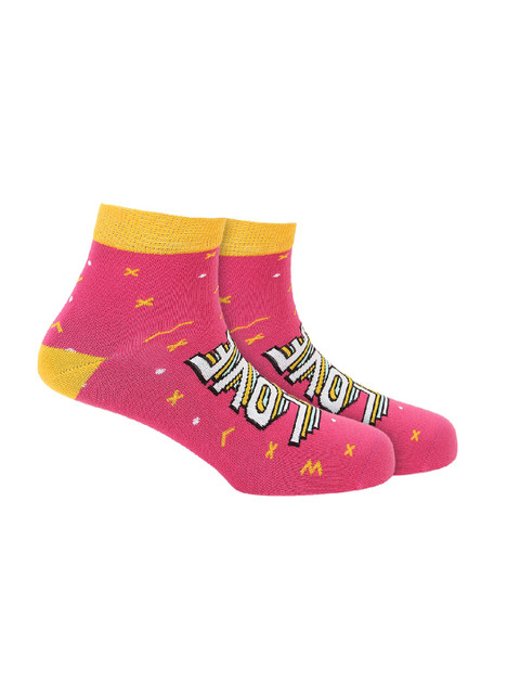 

Soxytoes Pink & Yellow Patterned Ankle-Length Casual Socks