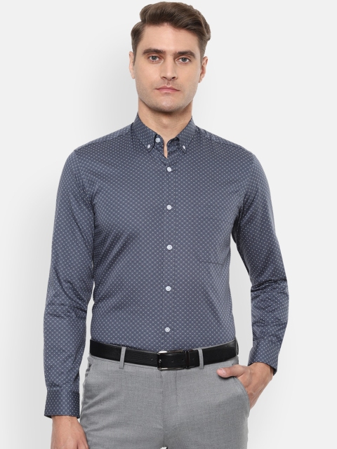 

Louis Philippe Men Grey Slim Fit Printed Formal Shirt