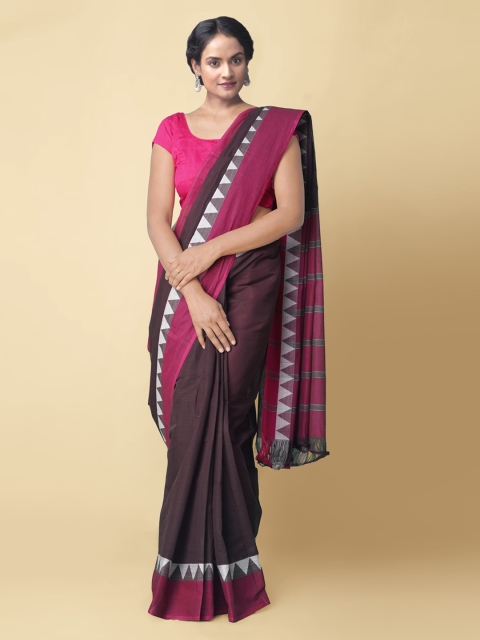 

Unnati Silks Burgundy Pure Cotton Solid Mangalagiri Saree