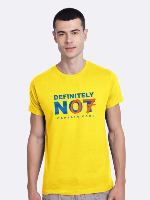 

Bewakoof Men Yellow Printed Round Neck T-shirt