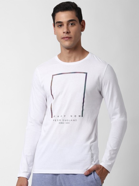 

Peter England Men White Printed Round Neck T-shirt