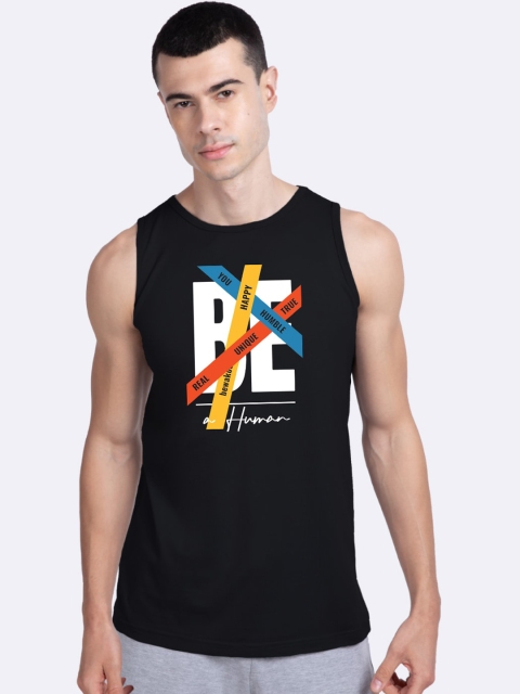 

Bewakoof Men Black & White Printed 100% Cotton Innerwear Vest