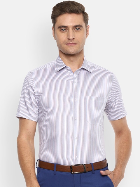 

Louis Philippe Men White & Blue Regular Fit Striped Formal Shirt