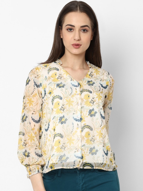 

Allen Solly Woman Cream-Coloured Printed Regular Top
