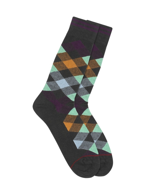 

Soxytoes Men Grey & Purple Patterned Above Ankle Socks