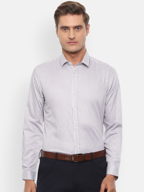 

Louis Philippe Men Grey & White Slim Fit Striped Formal Shirt