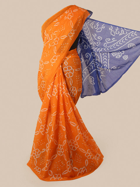 

Pothys Orange Printed Cotton Blend Saree