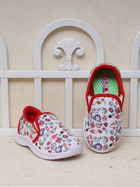 

DChica Girls White Printed Slip-On Casual Sneakers
