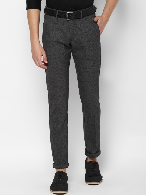 

Allen Solly Men Charcoal Grey Slim Fit Checked Regular Trousers