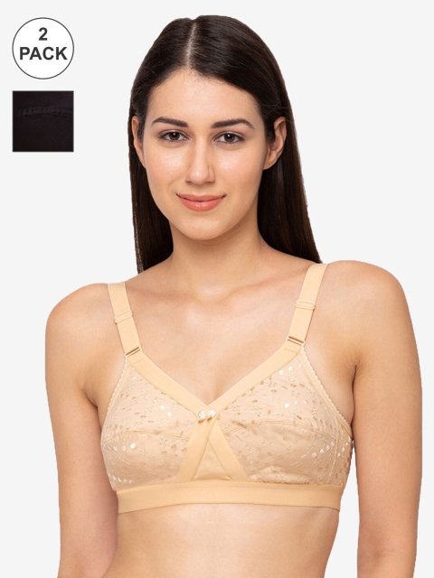 

Juliet Pack Of 2 Solid Non-Wired Non Padded Everyday Bra, Black