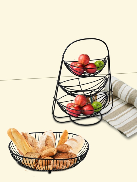 

nestroots Set Of 2 Black Solid Fruit Baskets