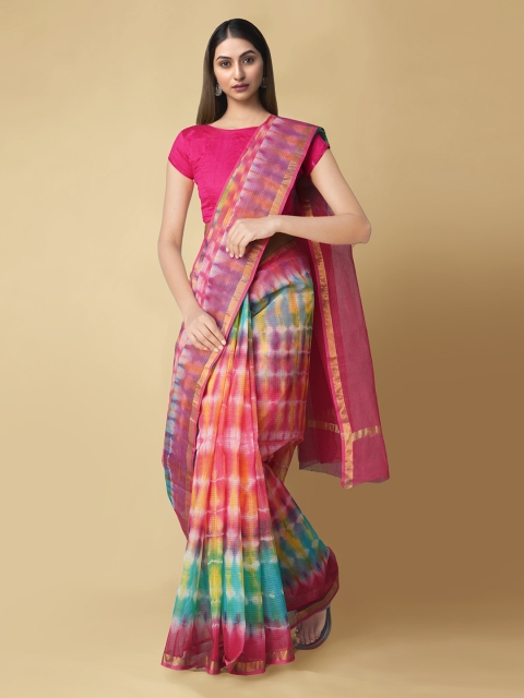

Unnati Silks Multicoloured Pure Cotton Dyed Handloom Kota Saree, Multi