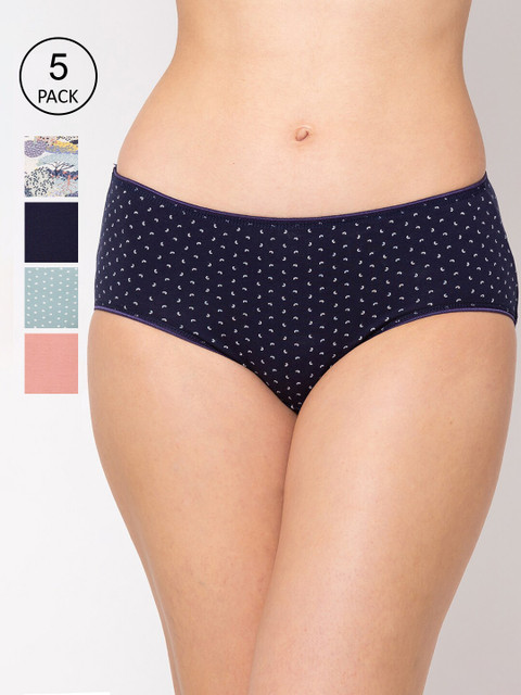

Juliet Women Pack of 5 Pure Cotton Hipster Briefs 060001600013967, Navy blue