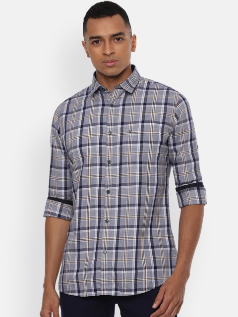 

Van Heusen Sport Men Grey & Navy Blue Slim Fit Checked Casual Shirt