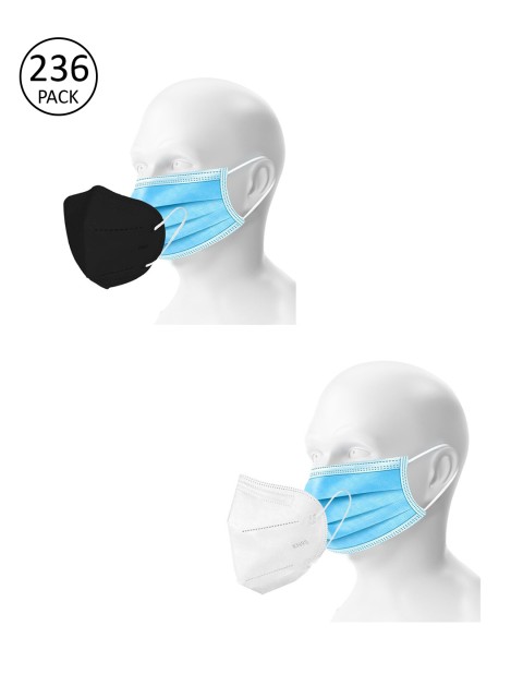 

OOMPH Unisex Pack of 200 Disposable 3 Ply & 36 Reusable 5 Ply KN95/N95 Outdoor Masks, Blue