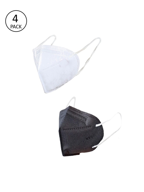 

OOMPH Unisex Pack of 4 5-Ply Reusable Anti-Pollution KN95 Face Masks, Black