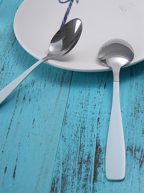 

YOYOSO Pack of 3 Blue & Steel Stainless Steel Spoons