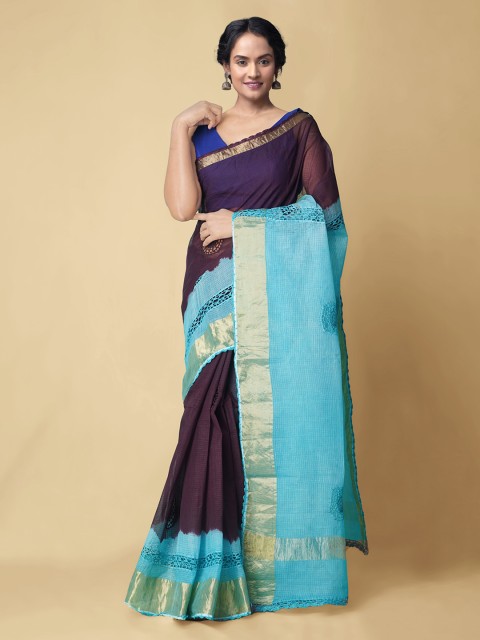 

Unnati Silks Purple Dyed Kota Saree