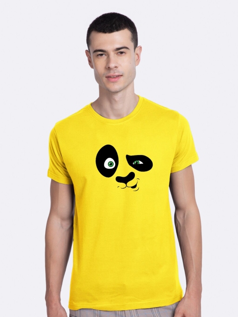 

Bewakoof Men Yellow Printed Round Neck T-shirt