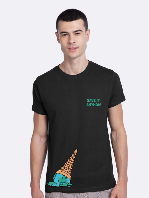 

Bewakoof Men Black Printed Round Neck T-shirt