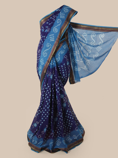 

Pothys Blue Printed Cotton Blend Saree