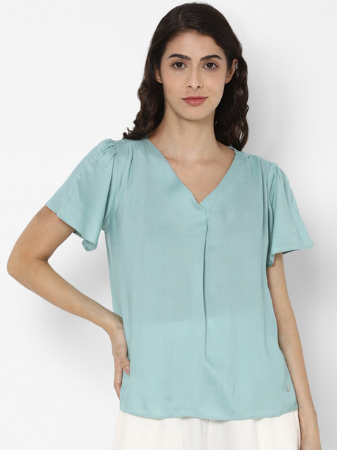 

Allen Solly Woman Turquoise Blue Regular Top