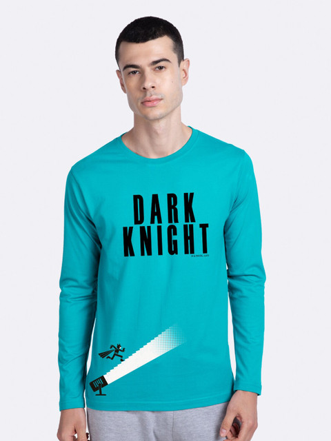 

Bewakoof Men Blue & Black Dark Knight Printed Round Neck T-shirt