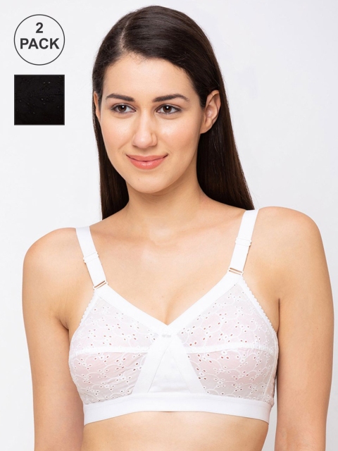 

Juliet Pack of 2 Self Design Non-Wired Non Padded Everyday Bra KARINA BLACKWHITE-42D, Black