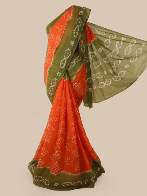 

Pothys Orange Dyed Cotton Blend Saree