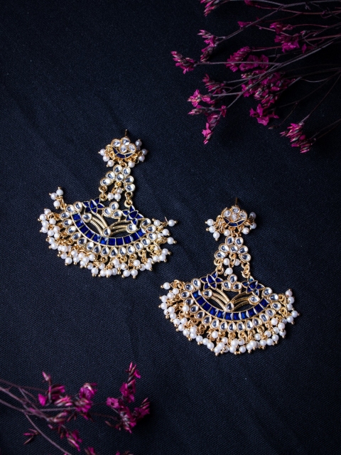 

MORKANTH JEWELLERY Blue Crescent Shaped Chandbalis