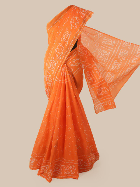 

Pothys Orange Printed Cotton Blend Saree