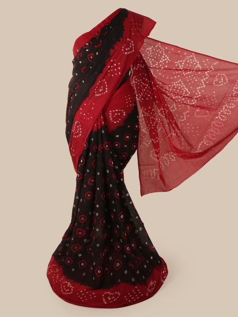

Pothys Black & Red Cotton Blend Printed Saree