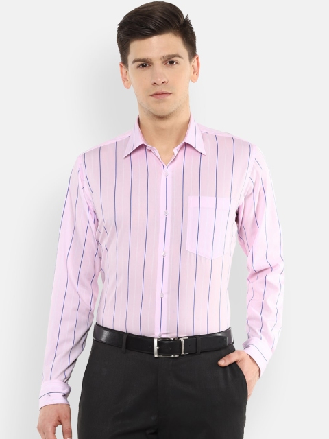 

Van Heusen Men Pink Striped Pure Cotton Regular Fit Formal Shirt