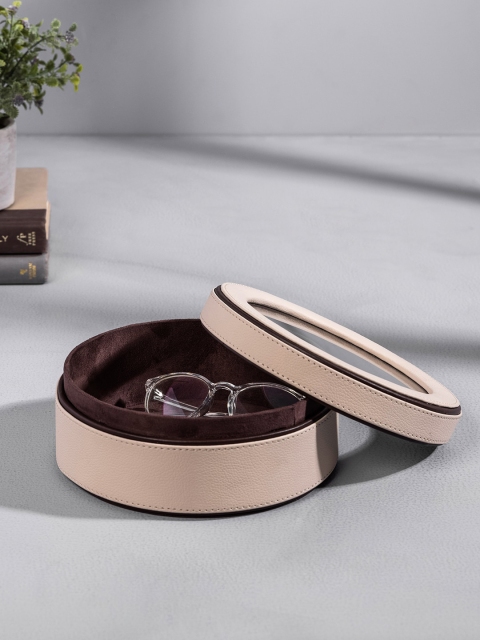 

Pure Home and Living Cream-coloured Solid Round Jewellery Organiser