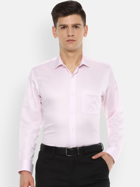 

Van Heusen Men Pink Pure Cotton Regular Fit Self Design Formal Shirt